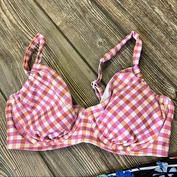 2 Bikinis Small Pink Floral Gingham Xhilaration Mossimo Kona Sol - Picture 5 of 9